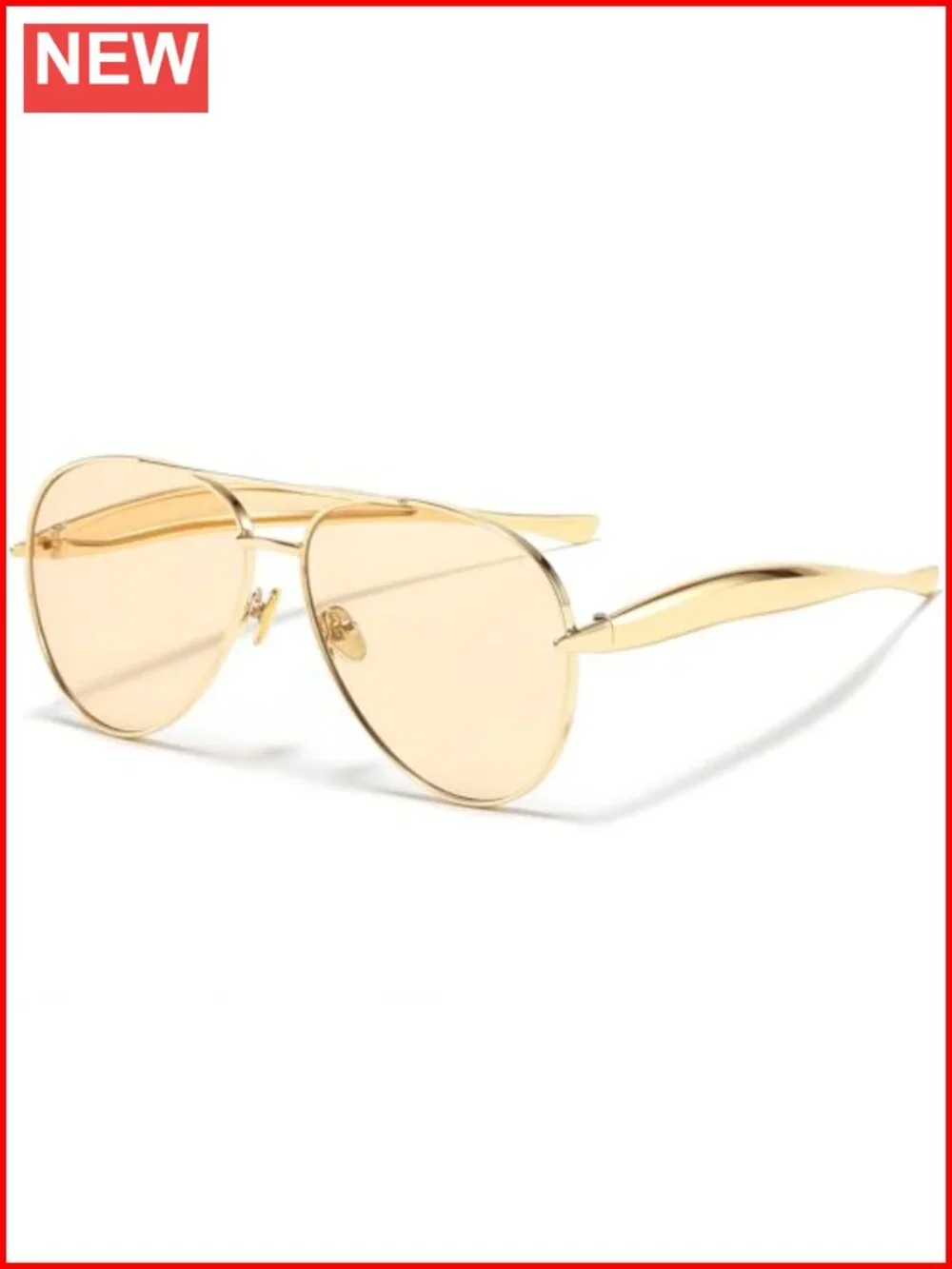 Gold Oversized Aviator Sunglasses UV400 Protection Thick Frame Pilot Shades